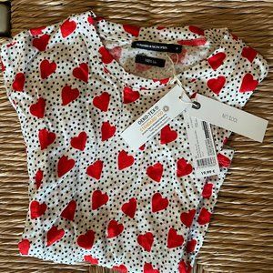 Femme French Heart Linen T Shirt NWT S/M